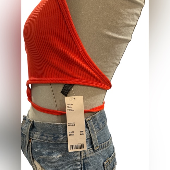 Red Ribbed Crop Top - Picture 2 of 2
